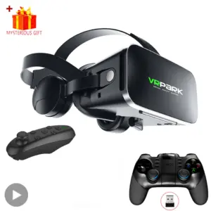 משקפי מציאות מדומה VR 3D עם אוזניות בלוטות', טלפונים חכמים, קסדות, משקפיים, עדשות, טלפון חכם, אוזניות לטלפון נייד