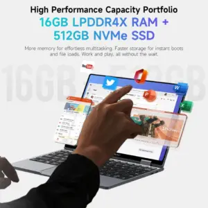 ⁦מחשב נייד CHUWI MiniBook X 2-in-1 עם מסך מגע, מעבד Intel U300, 16GB LPDDR5, 512GB SSD, רזולוציית 10.51 אינץ' 1920x1200 FHD, מחשב נייד דק במיוחד⁩ – תמונה ⁦5⁩
