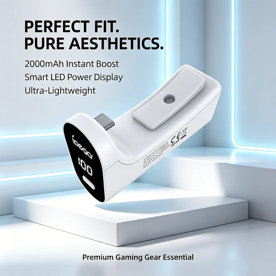 סוללה 2000mAh מסוג C עם תצוגת LED לבקר PS5, משחק וטעינה, חיי סוללה מורחבים, ערכת טעינה, אביזרי גיימינג - Image 4