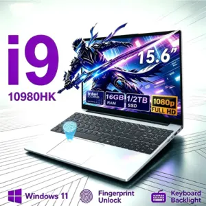 מחשב נייד 15.6 אינץ', מעבד אינטל קור i9 10980HK, מערכת הפעלה Windows 11 Pro, זיכרון RAM בנפח 16GB, כונן SSD בנפח 1TB או 2TB, מחשב נייד חדש לגיימינג.