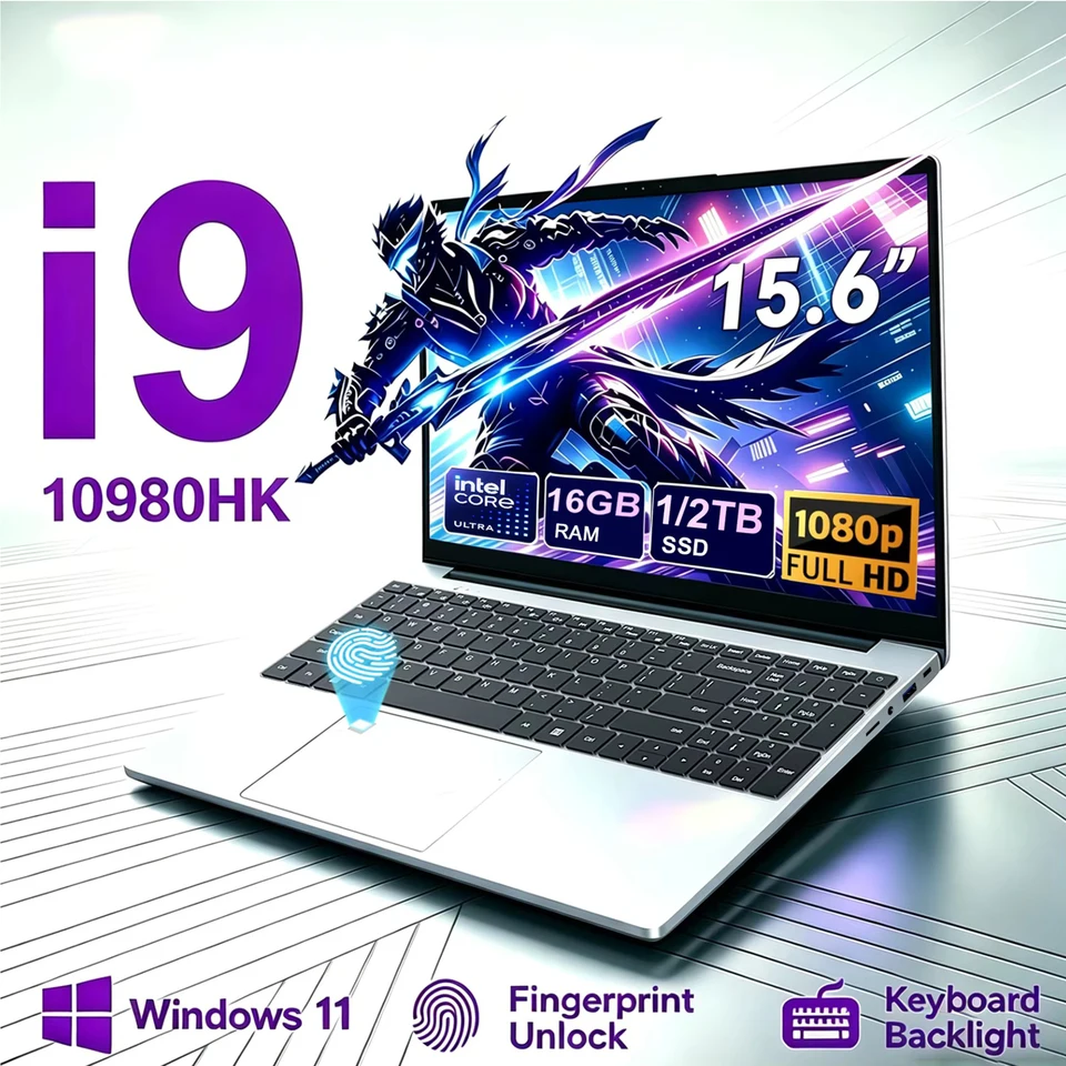 מחשב נייד בגודל 15.6 אינץ', מעבד Intel Core i9 10980HK, מערכת ההפעלה Windows 11 Pro, זיכרון RAM בנפח 16GB, כונן SSD בנפח 1TB או 2TB, מחשב נייד חדש למשחקים.