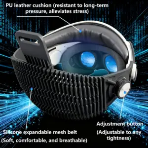 רצועות ראש מתכווננות Elite עבור Meta Quest 3/Quest 3S, אביזר נושם ונוח, מפחית לחץ ומשקל - Image 6