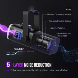 ⁦מיקרופון דינמי FIFINE USB/XLR עם בקרת RGB/חיבור אוזניות/שקט, ⁩ – תמונה ⁦3⁩