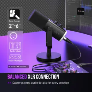 Alternative view of מיקרופון דינמי FIFINE USB/XLR עם בקרת RGB/חיבור אוזניות/שקט,&nbsp;