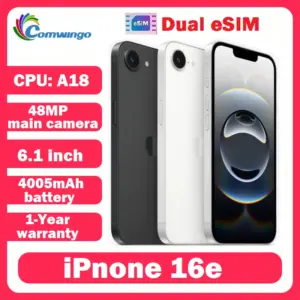 אייפון 16e של אפל 128GB/256GB דואל eSIM 6.1 אינץ' A18 צ'יפ NFC נעול מקורי אייפון 16e סלולרי