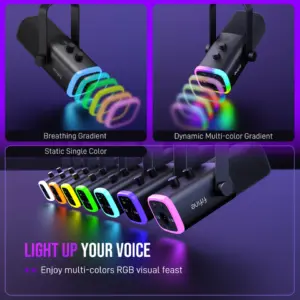 ⁦מיקרופון דינמי FIFINE USB/XLR עם בקרת RGB/חיבור אוזניות/שקט, ⁩ – תמונה ⁦6⁩