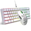 מקלדת ועכבר 68 מקשים, חוטית, ממברנה, תאורת RGB, 70%, ערכת גיימינג מלאה למחשב, מקלדת USB ניידת