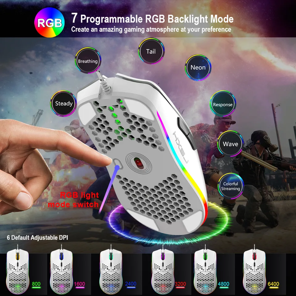 מקלדת ועכבר 68 מקשים, חוטית, ממברנה, תאורת RGB, 70%, ערכת גיימינג מלאה למחשב, מקלדת USB ניידת – תמונה 4