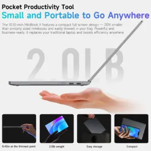 ⁦מחשב נייד CHUWI MiniBook X 2-in-1 עם מסך מגע, מעבד Intel U300, 16GB LPDDR5, 512GB SSD, רזולוציית 10.51 אינץ' 1920x1200 FHD, מחשב נייד דק במיוחד⁩ – תמונה ⁦6⁩