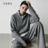 סוודר נשים של Amii עם צווארון חצי רוכסן, סגנון מינימליסטי, קז'ואל, סריג, צמוד, חורף 2026, אופנת נשים, סוודרים 12623095
