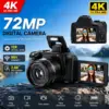 מצלמה דיגיטלית עם זום אופטי פי 12, 4K, לטיולים, WiFi, HD, 72 מגה-פיקסל, מתקדמת&nbsp;